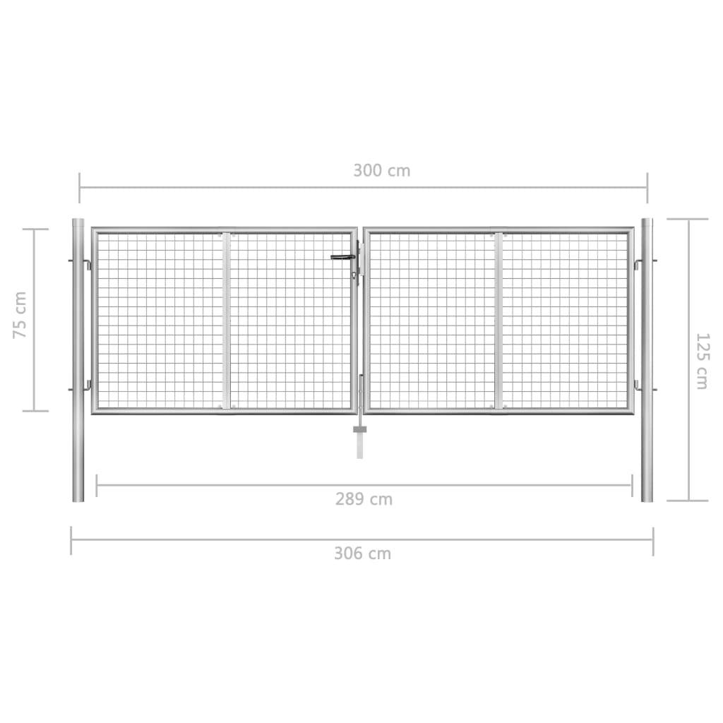 vidaXL Gartentor verzinkter Stahl 300 x 75 cm Silber-3
