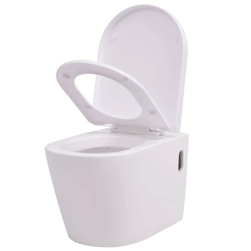 vidaXL Hänge-Toilette mit Einbau-Spülkasten Keramik Weiß-2