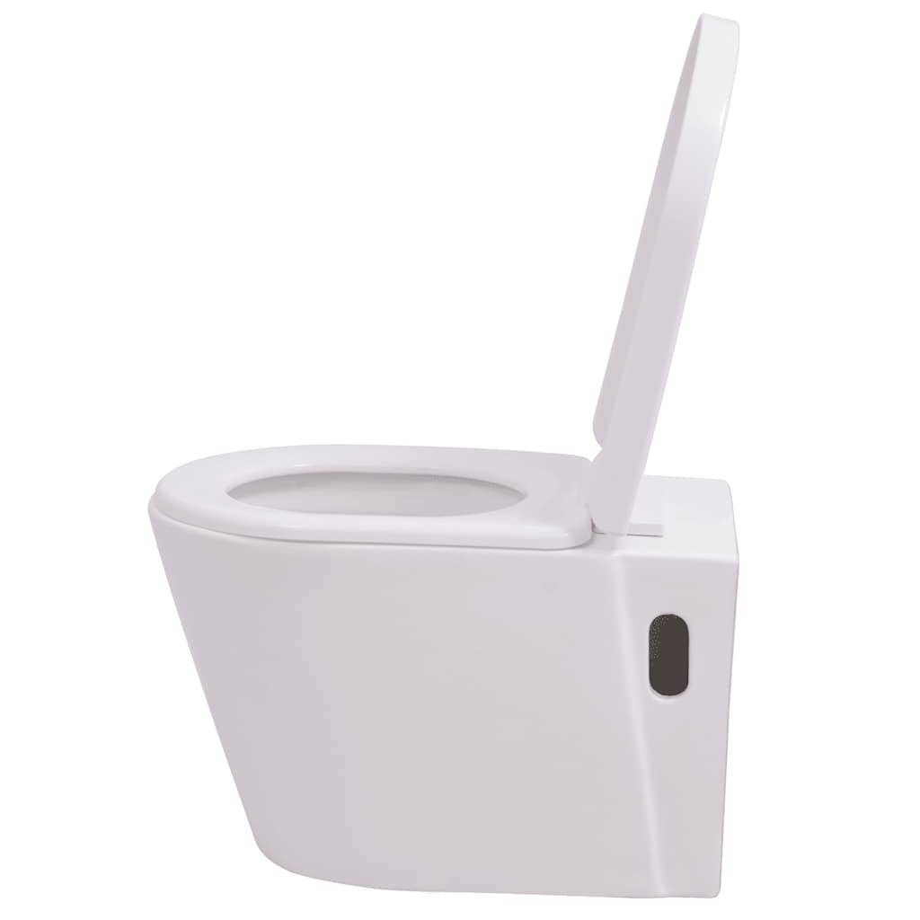 vidaXL Hänge-Toilette mit Einbau-Spülkasten Keramik Weiß-3
