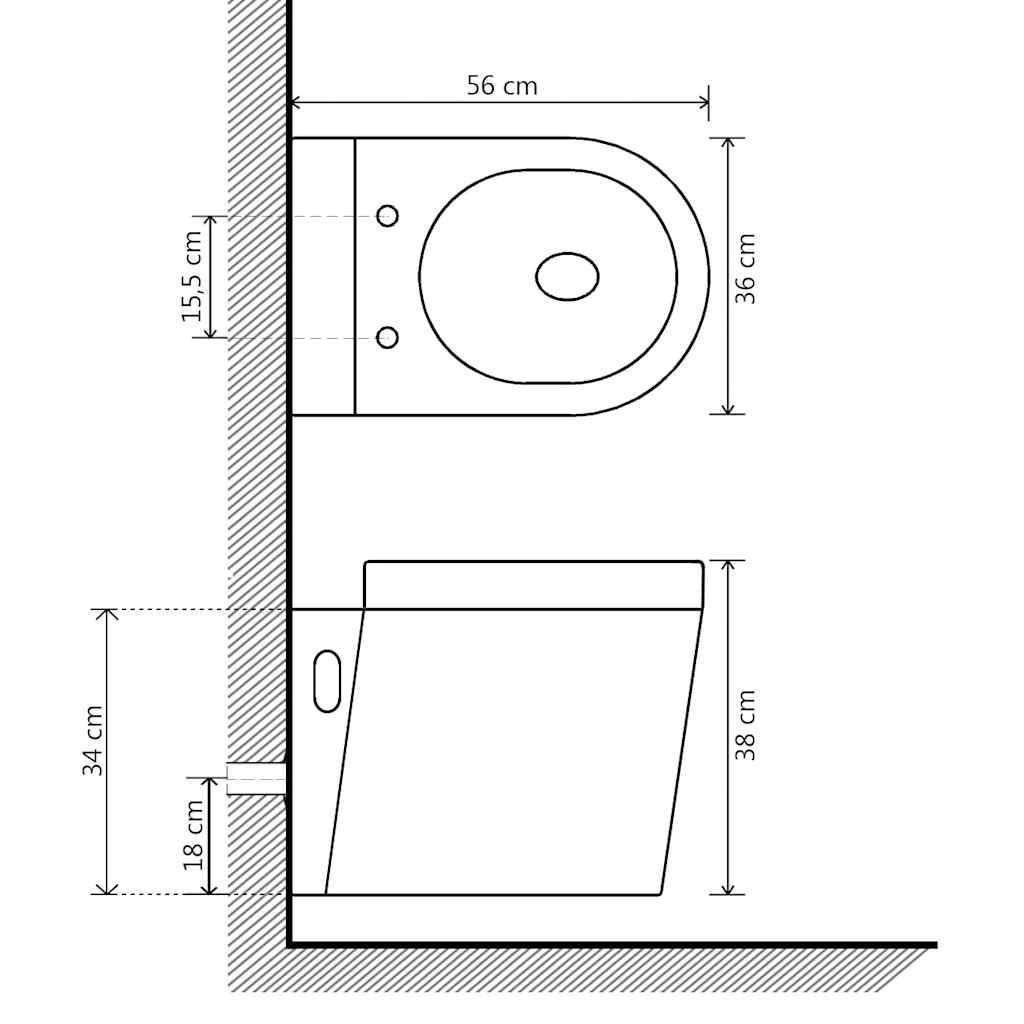 vidaXL Hänge-Toilette mit Einbau-Spülkasten Keramik Weiß-4