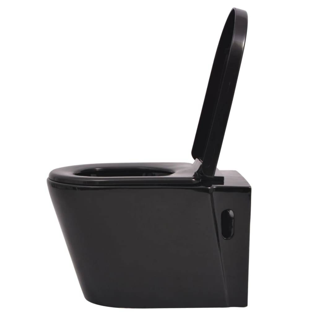 vidaXL Hänge-Toilette mit Einbau-Spülkasten Keramik Schwarz-3