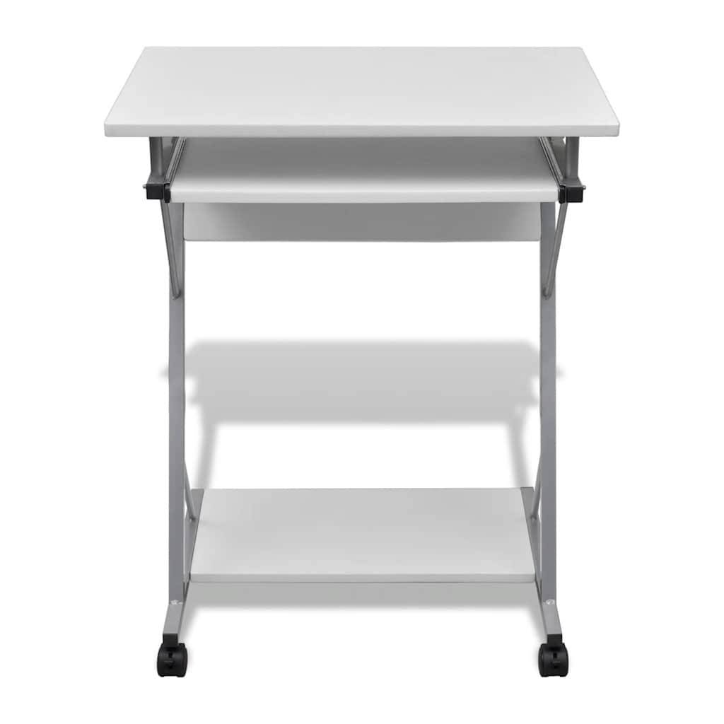 Computertisch Computerwagen PC Tisch Bürotisch Laptop auf Rollen weiß-1
