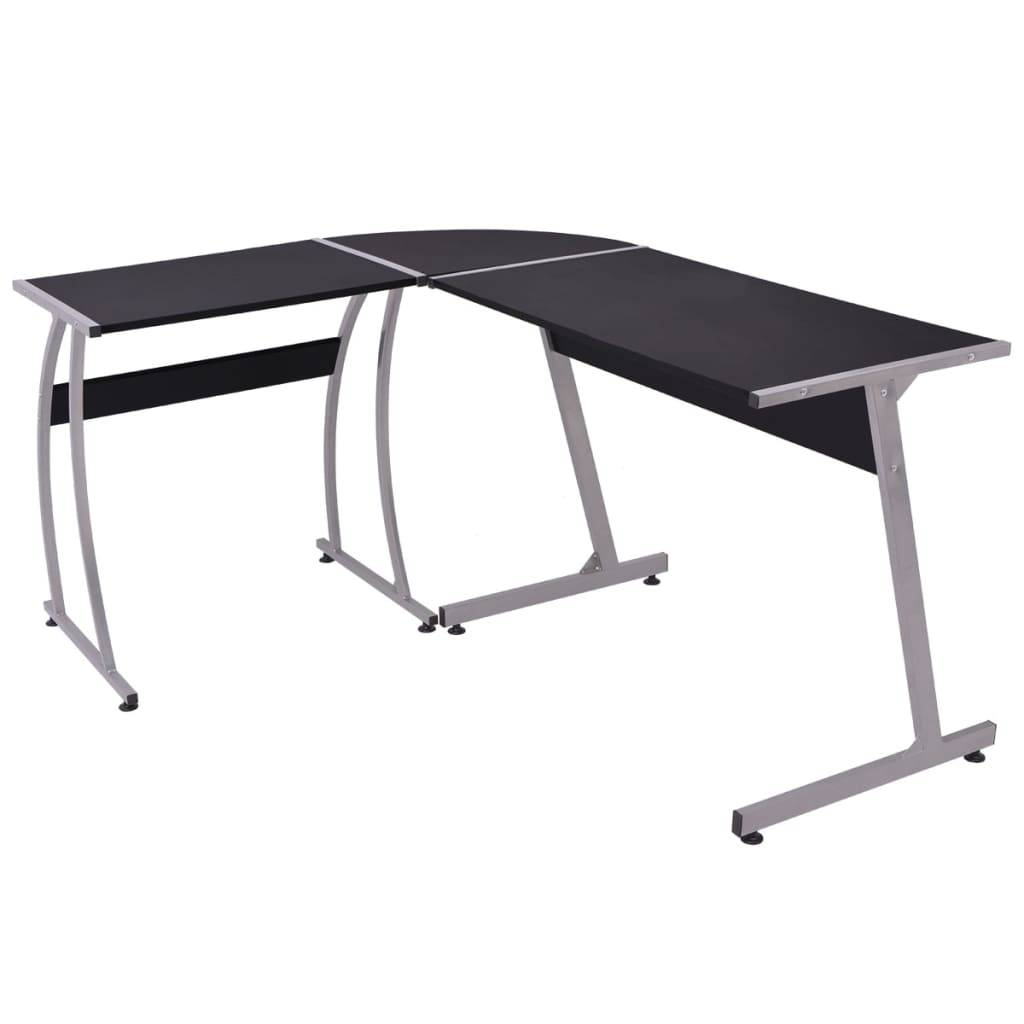 vidaXL Eckschreibtisch L-förmig Schwarz-0
