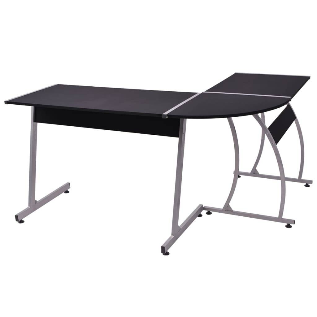 vidaXL Eckschreibtisch L-förmig Schwarz-2