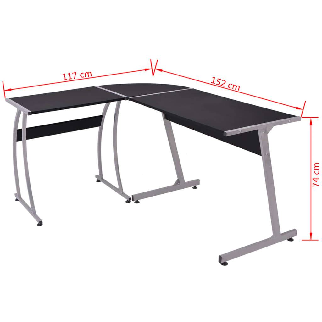 vidaXL Eckschreibtisch L-förmig Schwarz-3