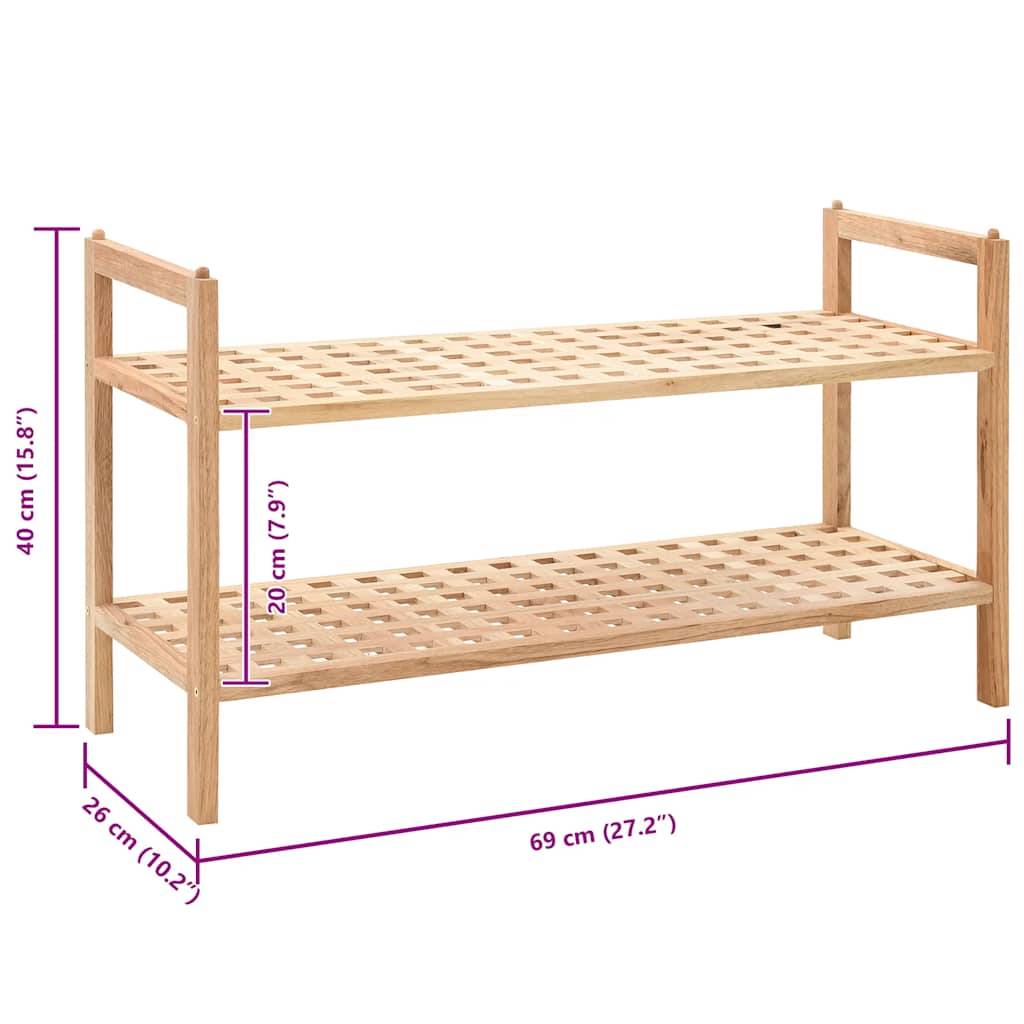 vidaXL Schuhregal Walnussholz Massiv 69x26x40 cm-4