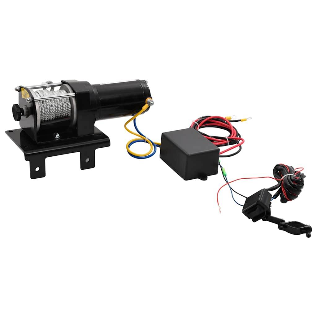 Elektrische Seilwinde + Montageplatte Fernbedienung 1360 kg 12V-2