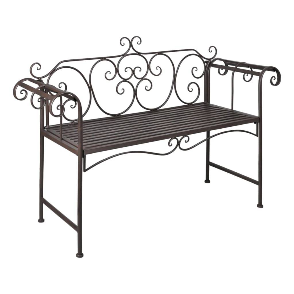 vidaXL Gartenbank 132 cm Stahl Antik Braun-0
