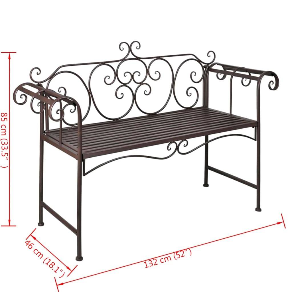 vidaXL Gartenbank 132 cm Stahl Antik Braun-4