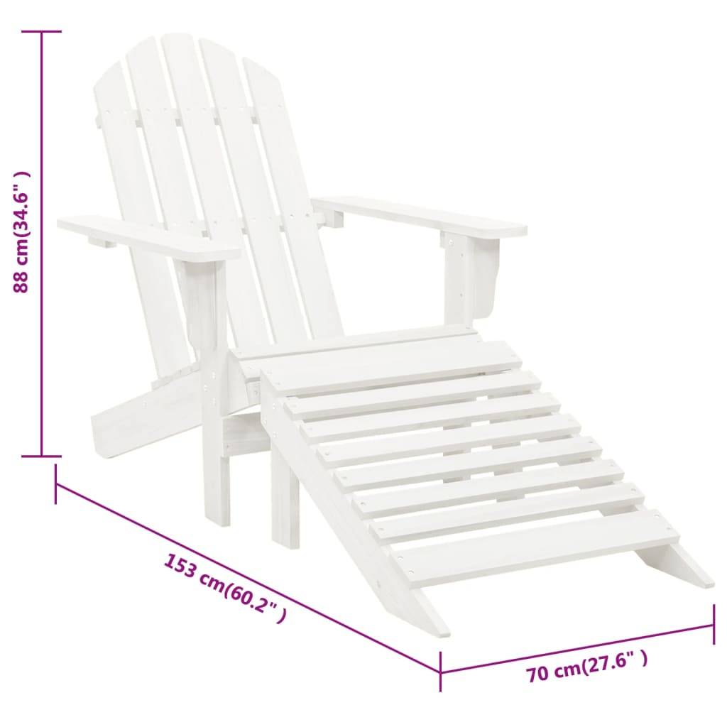 vidaXL Gartensessel mit Fußstütze Holz Weiß-4