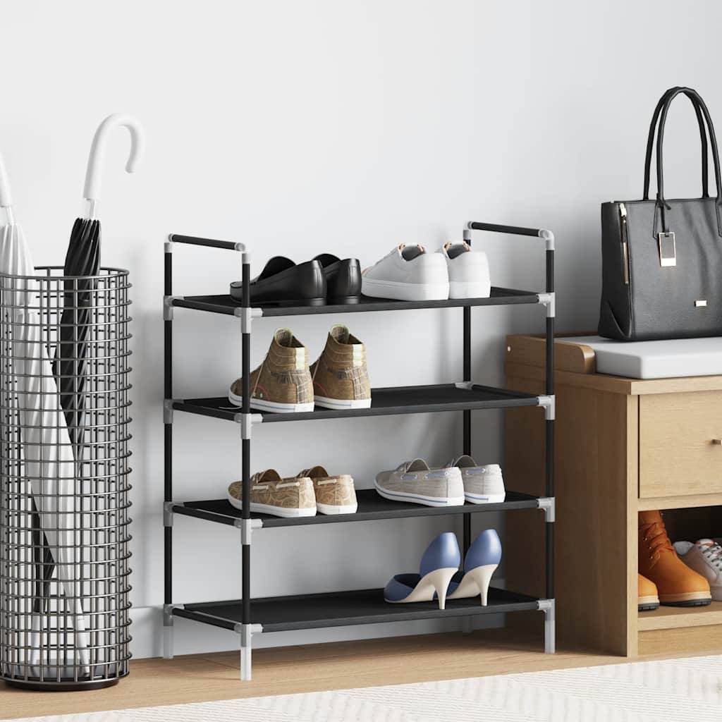 vidaXL Schuhregal mit 4 Ablagen Metall und Vliesstoff Schwarz-1