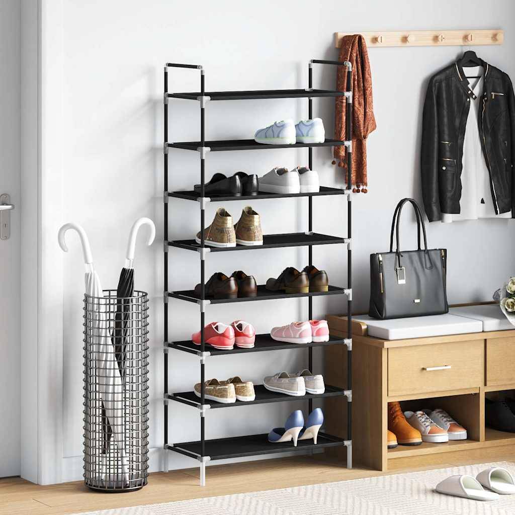 vidaXL Schuhregal mit 8 Ablagen Metall und Vliesstoff Schwarz-1