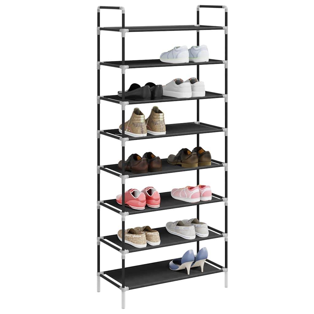 vidaXL Schuhregal mit 8 Ablagen Metall und Vliesstoff Schwarz-2