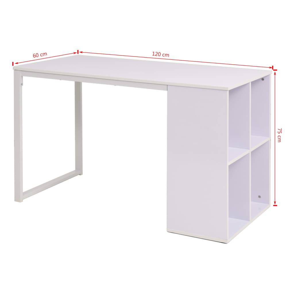 vidaXL Schreibtisch 120×60×75 cm Weiß-4