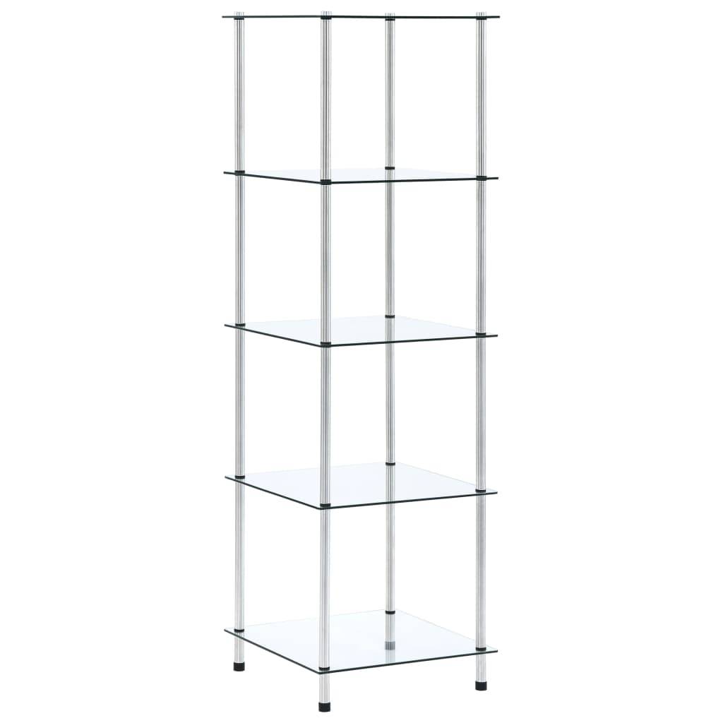 vidaXL Regal mit 5 Ablagen Transparent 40x40x130 cm Hartglas-0