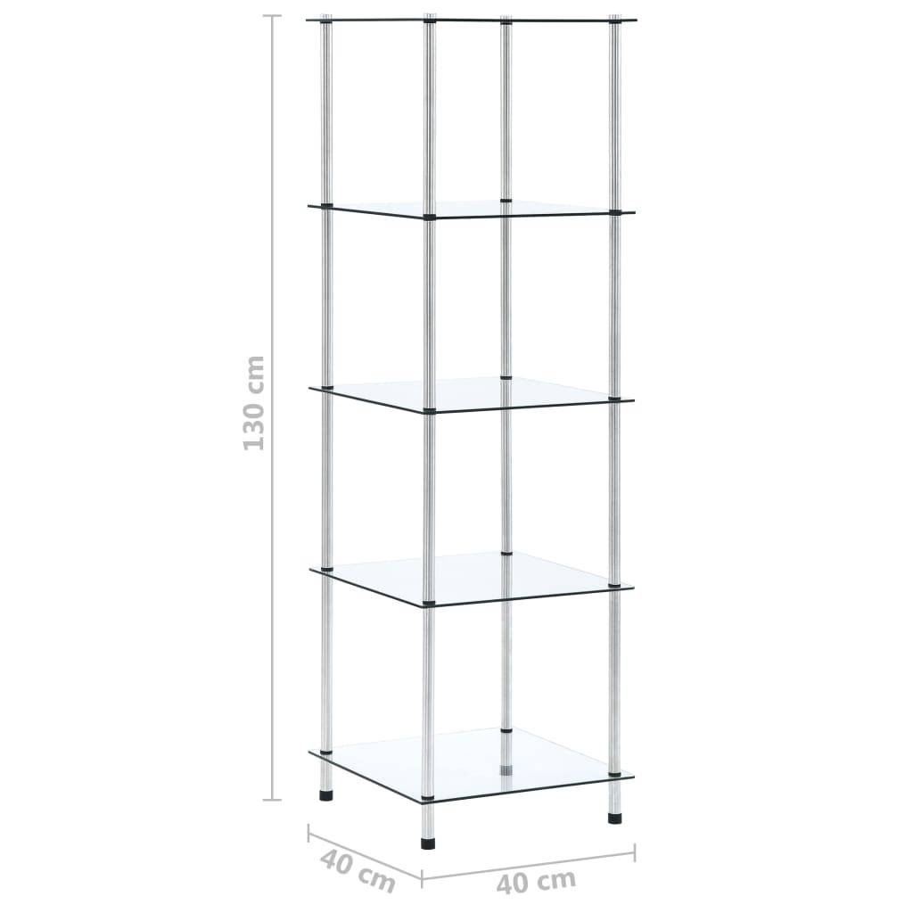 vidaXL Regal mit 5 Ablagen Transparent 40x40x130 cm Hartglas-4