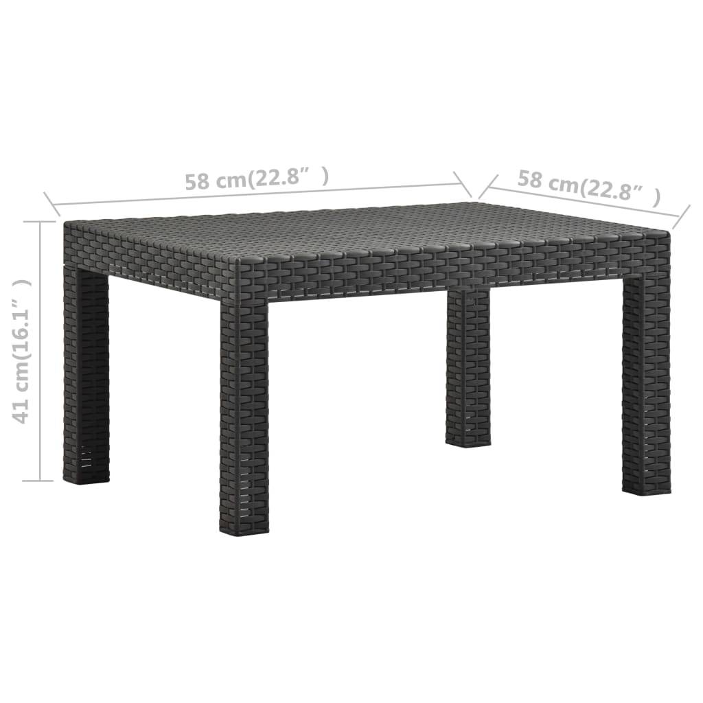vidaXL Gartentisch Anthrazit 58x58x41 cm PP Rattan-4