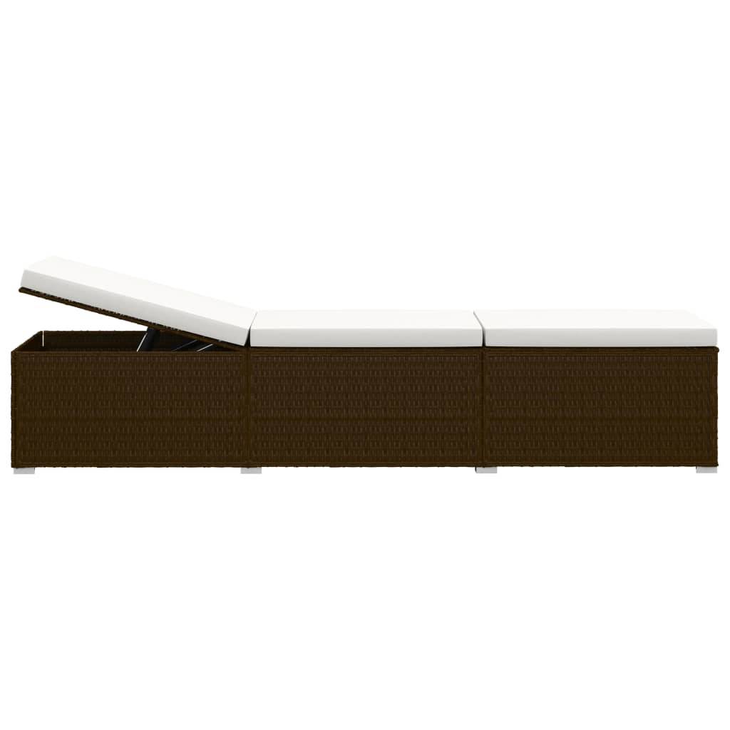 vidaXL 3-tlg. Garten-Sonnenliegen mit Teetisch Poly Rattan Braun-2