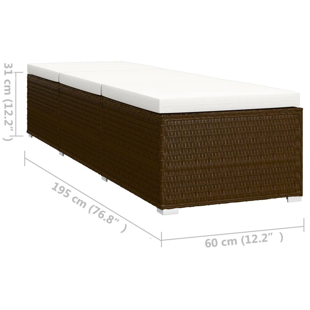 vidaXL 3-tlg. Garten-Sonnenliegen mit Teetisch Poly Rattan Braun-3