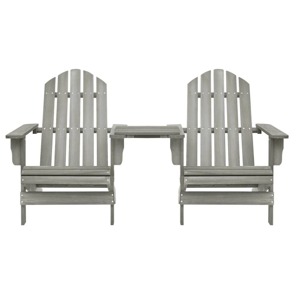 vidaXL Adirondack-Gartenstühle mit Tisch Massivholz Tanne Grau-1