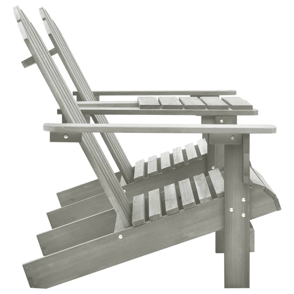 vidaXL Adirondack-Gartenstühle mit Tisch Massivholz Tanne Grau-2