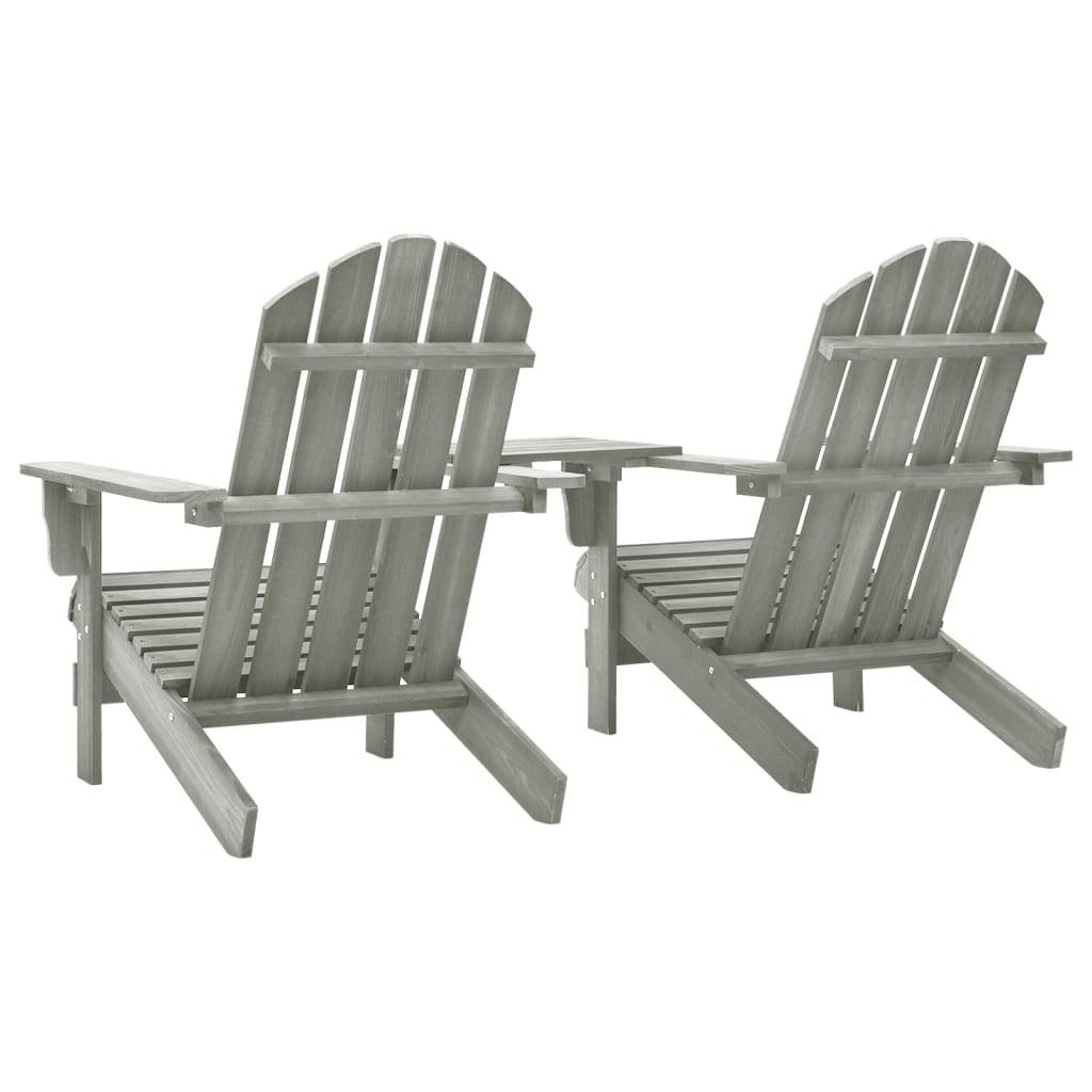 vidaXL Adirondack-Gartenstühle mit Tisch Massivholz Tanne Grau-3