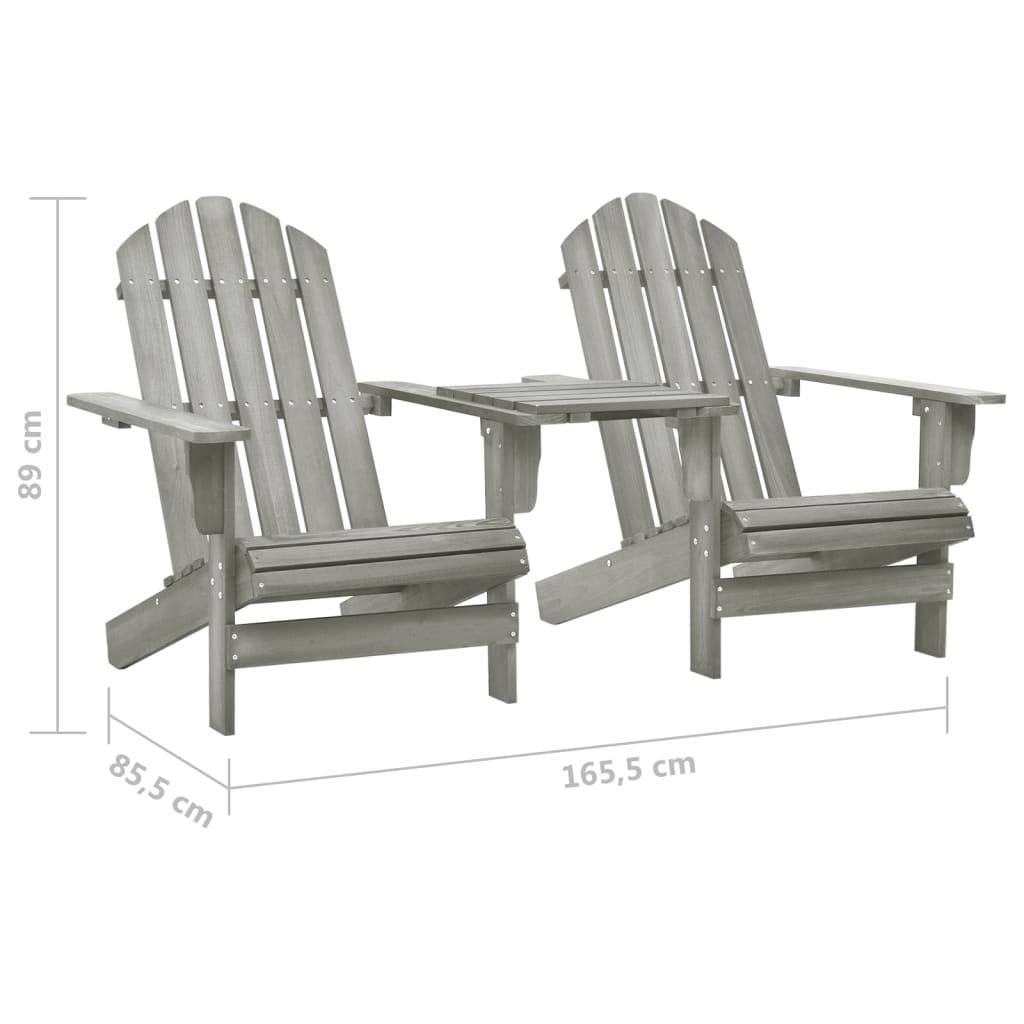 vidaXL Adirondack-Gartenstühle mit Tisch Massivholz Tanne Grau-4