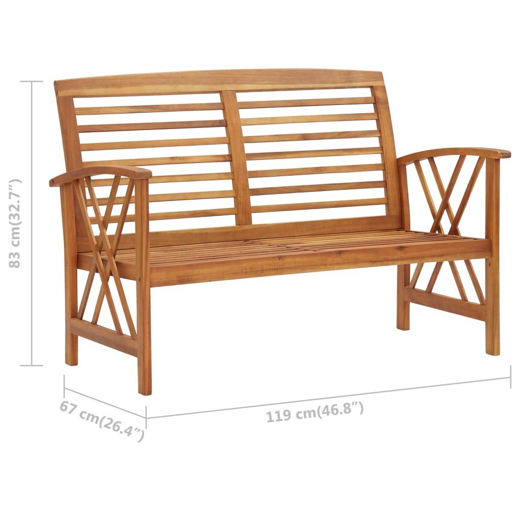 vidaXL Gartenbank 119 cm Massivholz Akazie-4