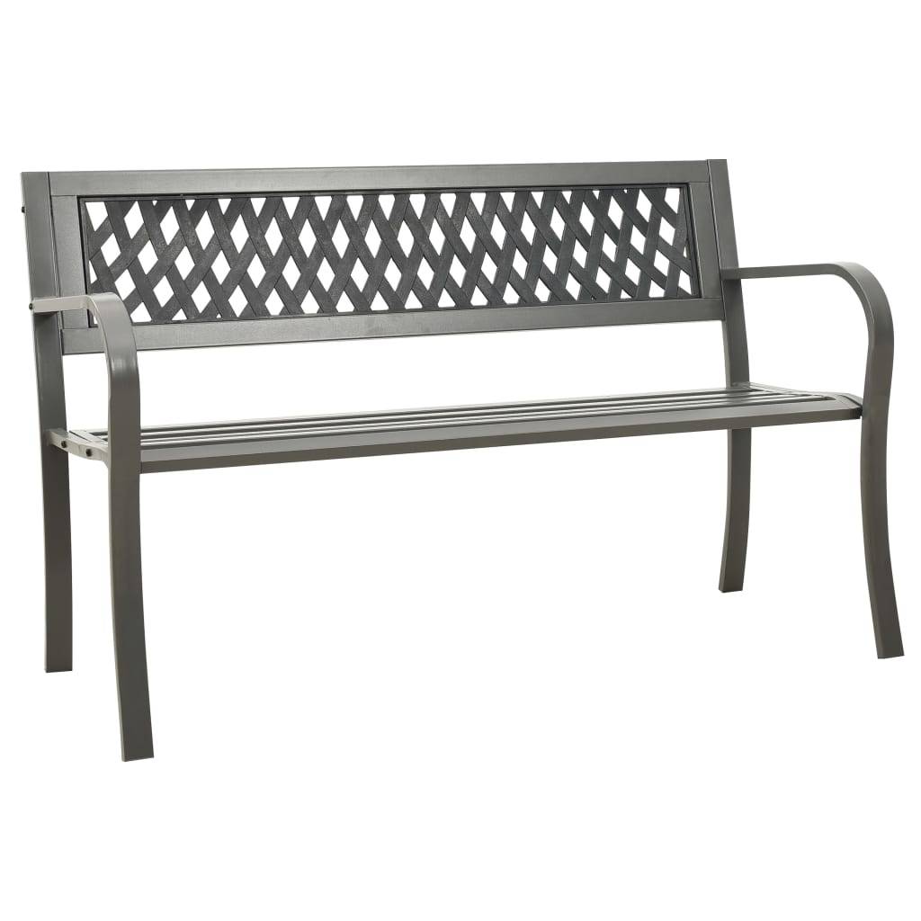 vidaXL Gartenbank 125 cm Stahl Grau-0