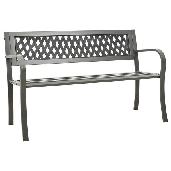 vidaXL Gartenbank 125 cm Stahl Grau