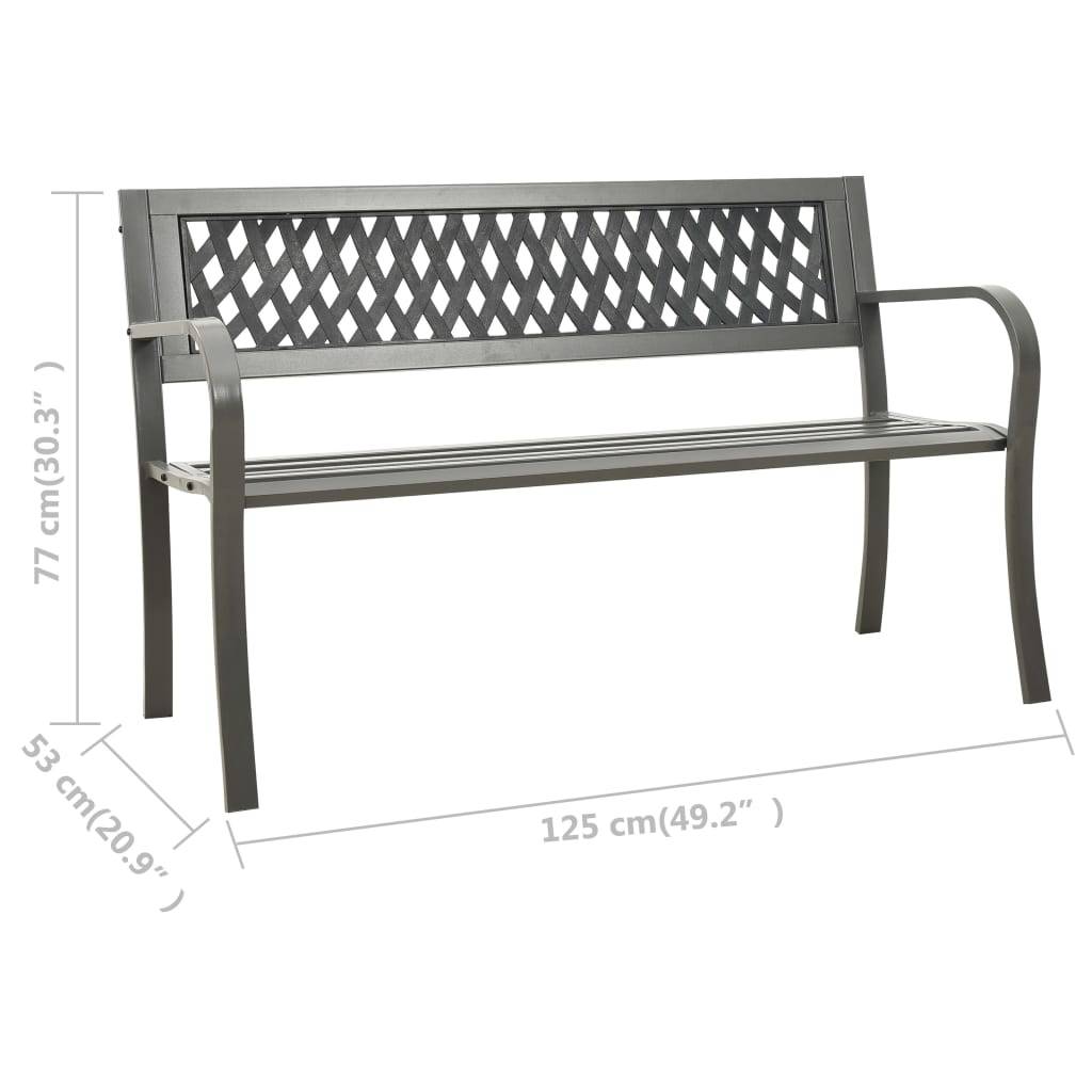 vidaXL Gartenbank 125 cm Stahl Grau-4