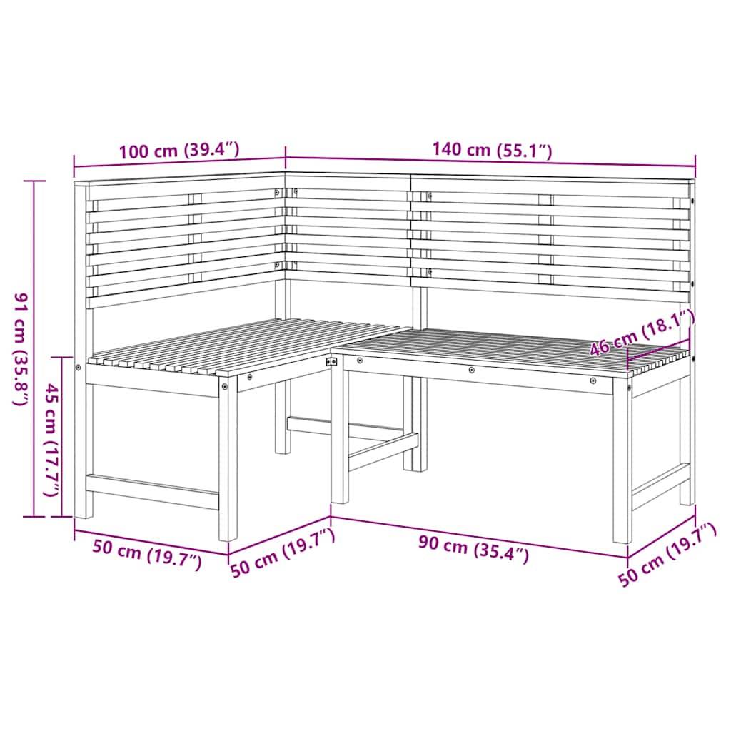 vidaXL Garten-Eckbank 140 cm Massivholz Akazie-4
