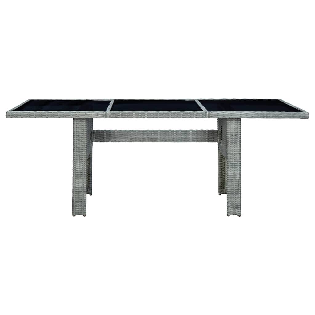 vidaXL Gartentisch Hellgrau Poly Rattan und Hartglas-1
