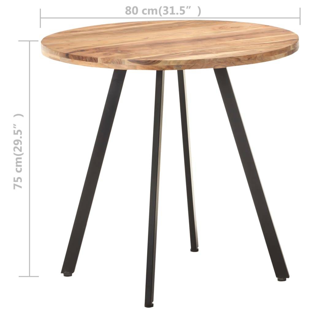vidaXL Esstisch 80 cm Massivholz Akazie-3