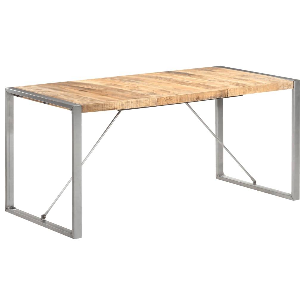 vidaXL Esstisch 160x80x75 cm Raues Mango-Massivholz-0