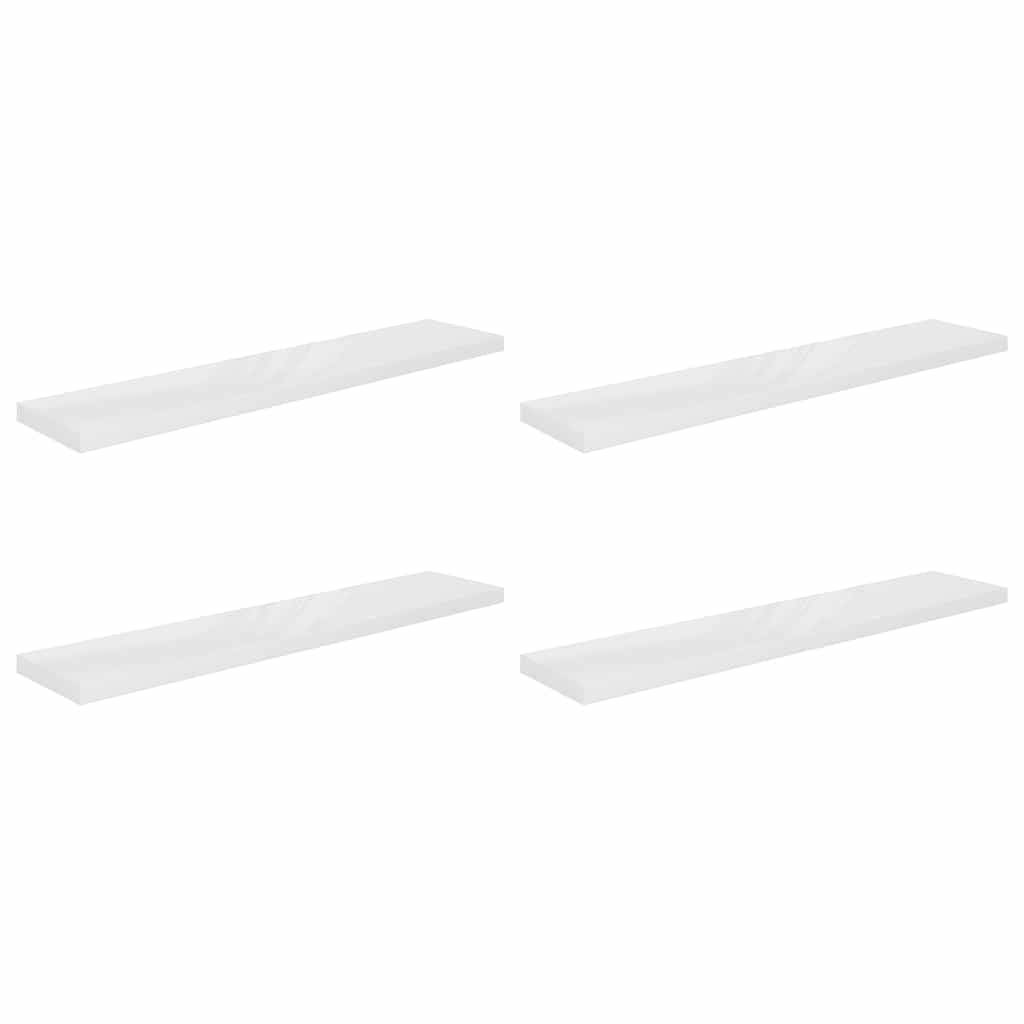 Schwebende Wandregale 4 Stk. Hochglanz-Weiß 120x23,5x3,8cm MDF-1