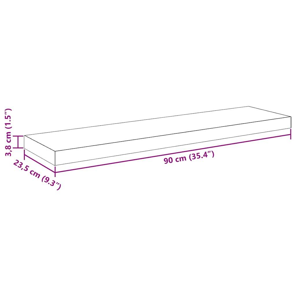 Schwebendes Wandregal Hochglanz-Grau 90x23,5x3,8 cm MDF-4