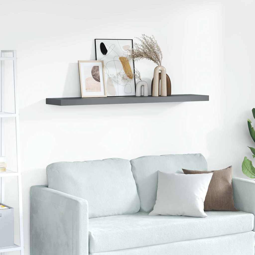 vidaXL Schweberegal Hochglanz-Grau 120x23,5x3,8 cm MDF-0