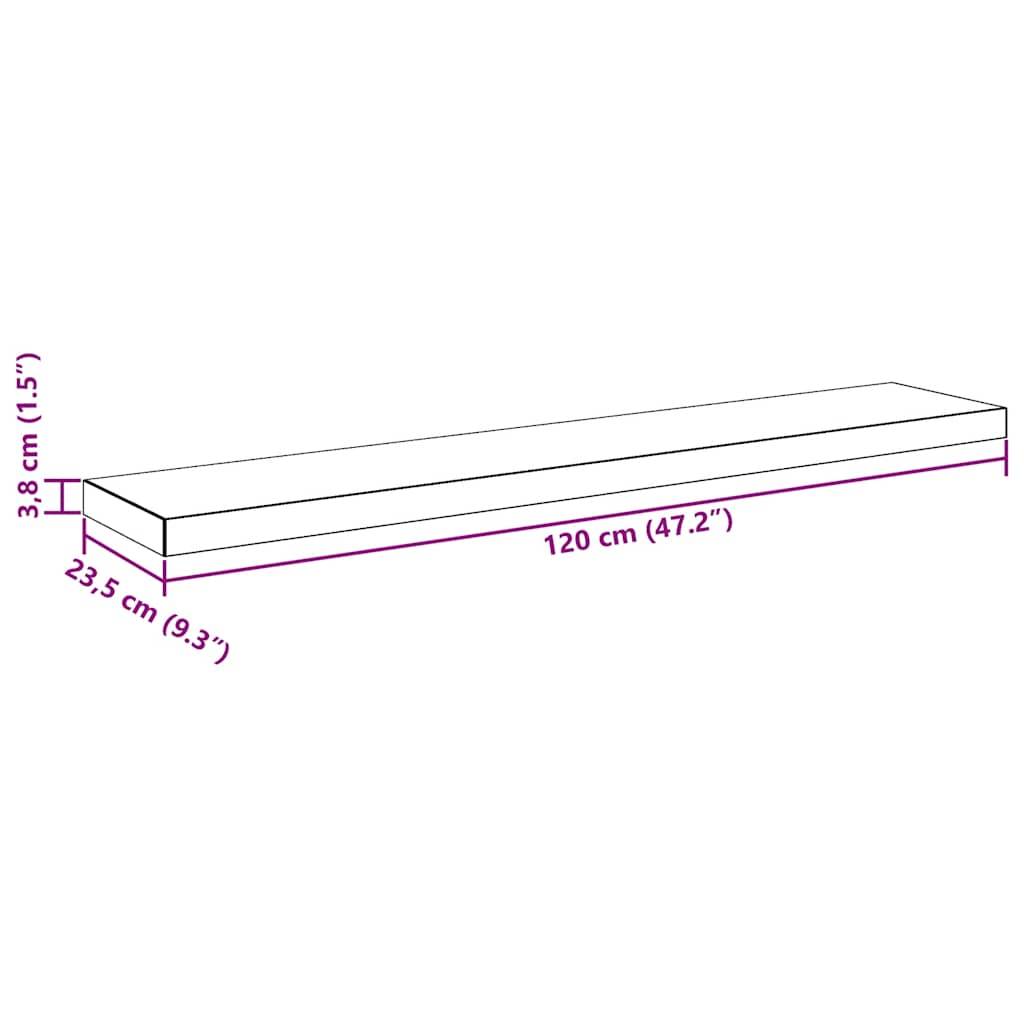 vidaXL Schweberegal Hochglanz-Grau 120x23,5x3,8 cm MDF-4