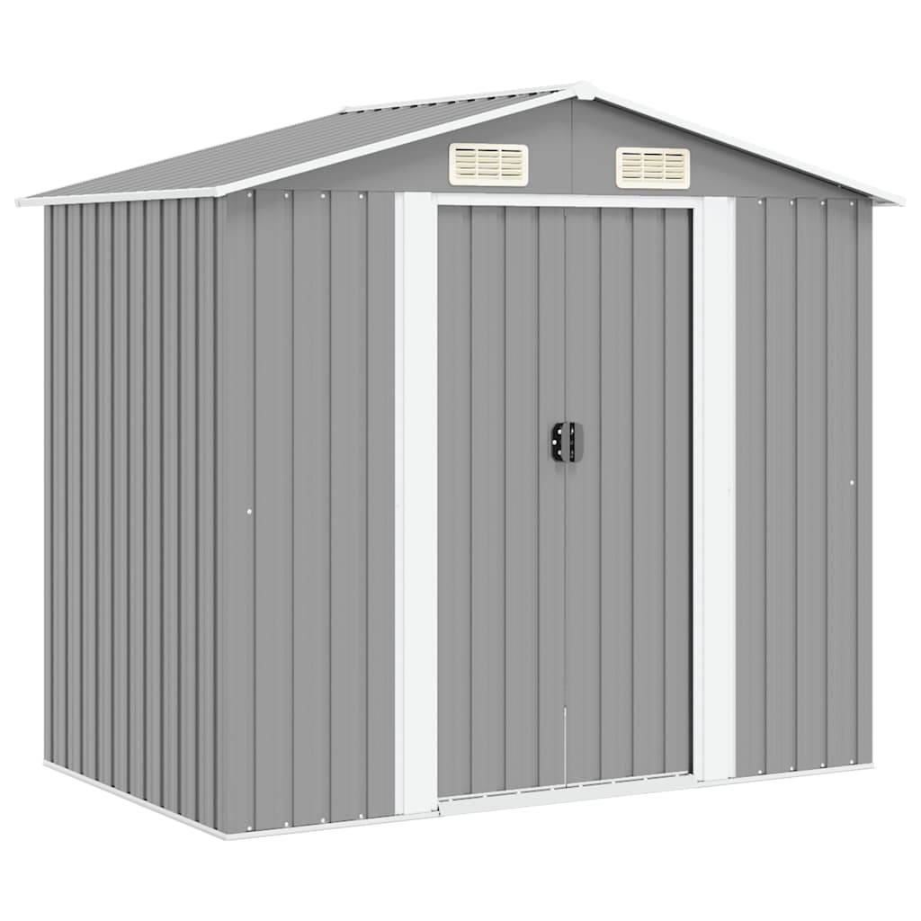 vidaXL Gartenschuppen Grau Metall 204 x 132 x 186 cm-0