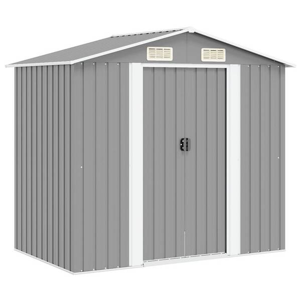 vidaXL Gartenschuppen Grau Metall 204 x 132 x 186 cm