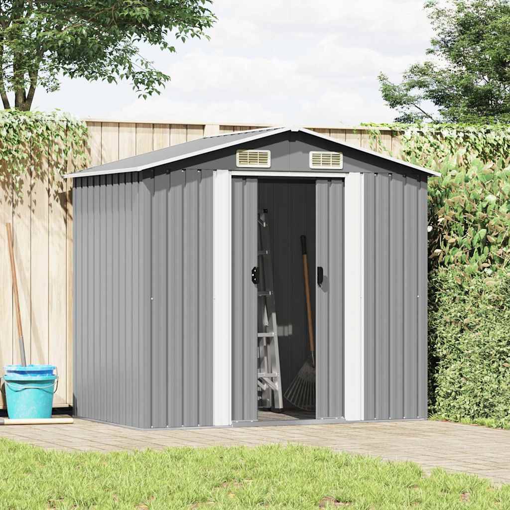 vidaXL Gartenschuppen Grau Metall 204 x 132 x 186 cm-1