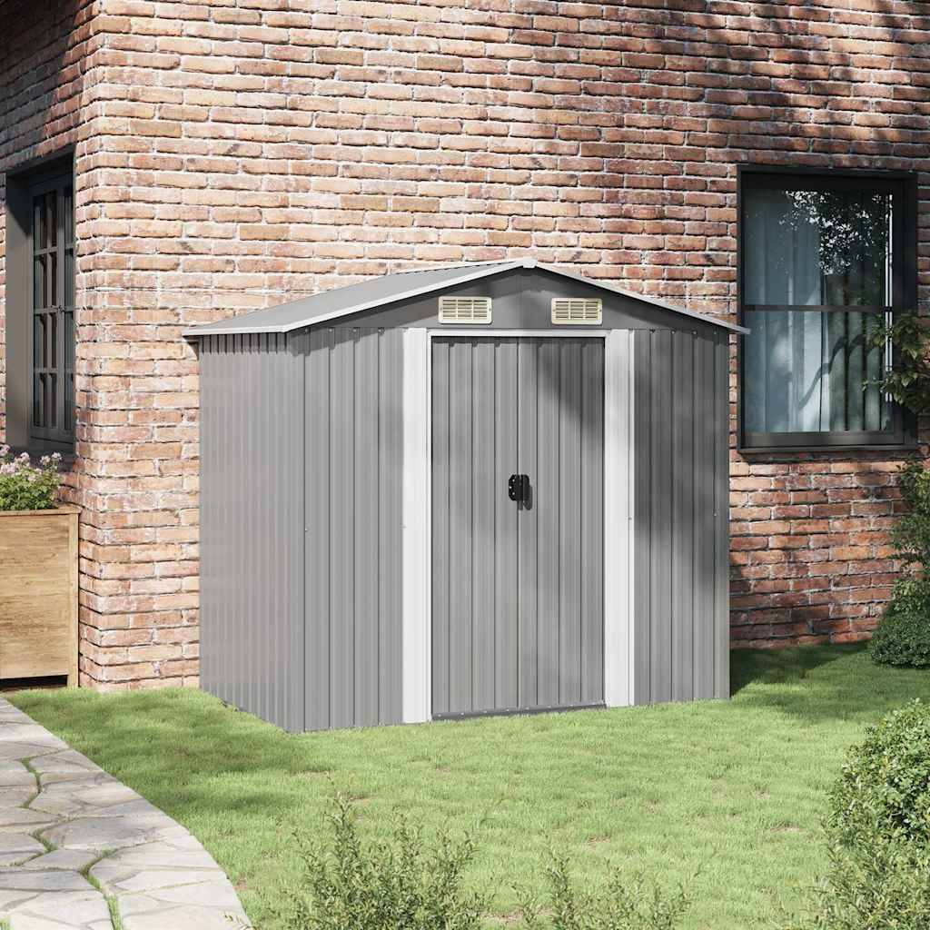 vidaXL Gartenschuppen Grau Metall 204 x 132 x 186 cm-2