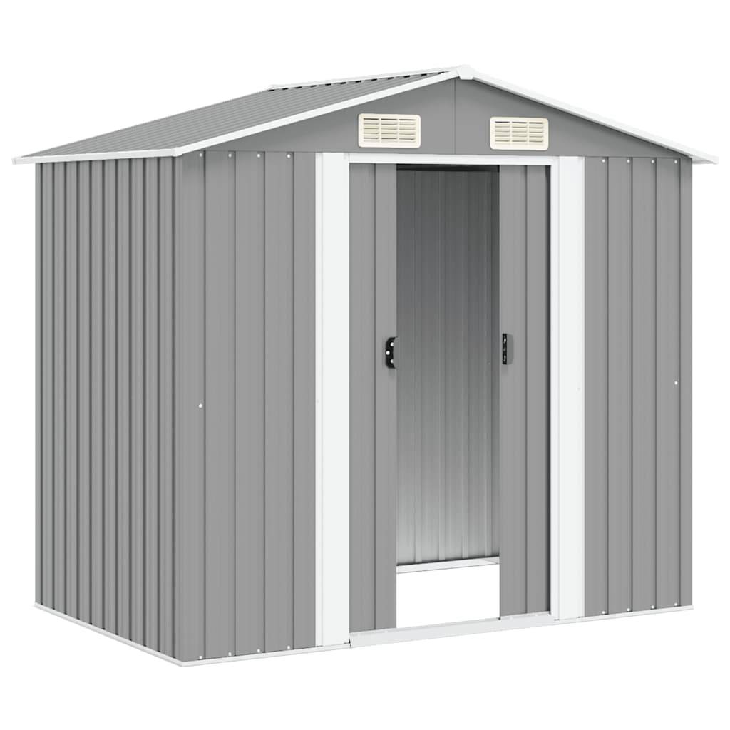 vidaXL Gartenschuppen Grau Metall 204 x 132 x 186 cm-3