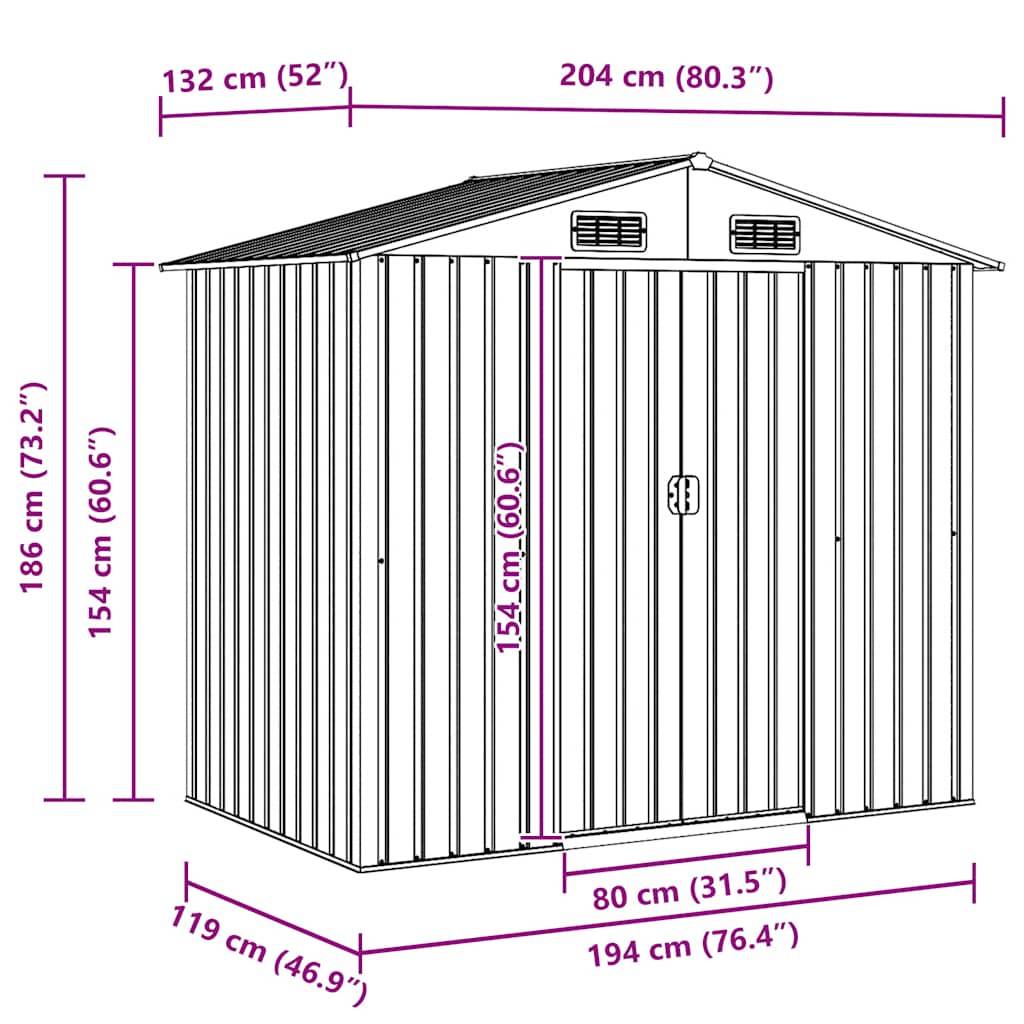 vidaXL Gartenschuppen Grün Metall 204 x 132 x 186 cm-1