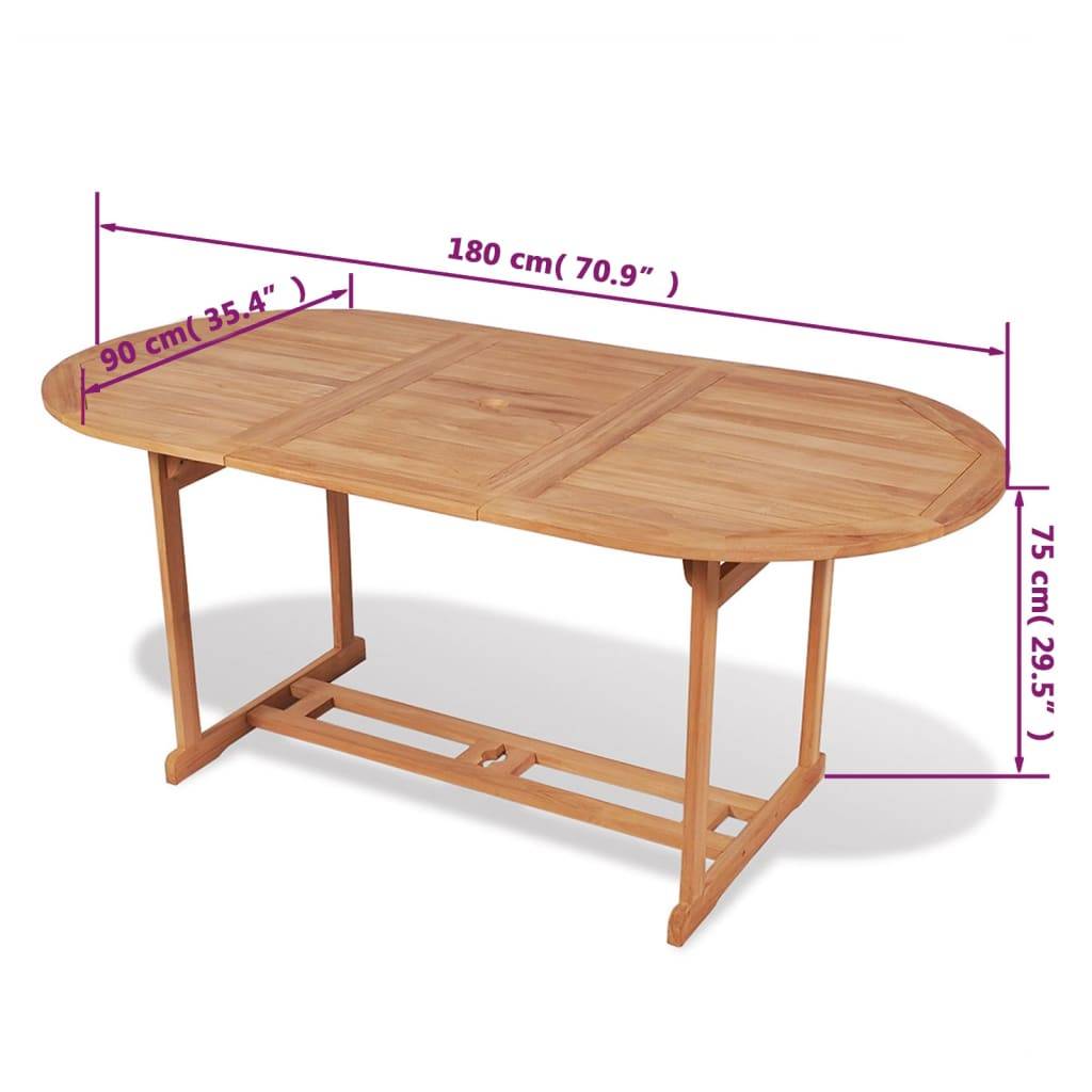 vidaXL Gartentish 180x90x75 cm Teak Massivholz-4