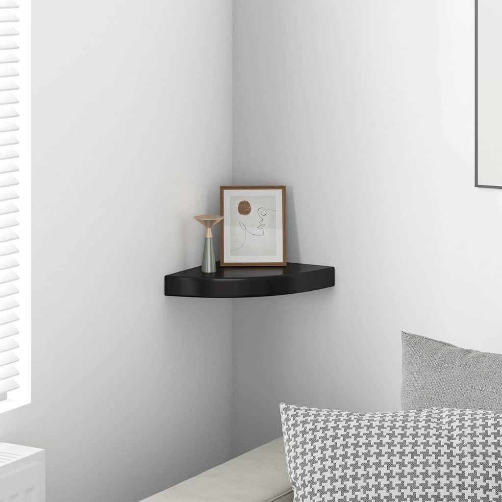 vidaXL Eck-Schweberegal Hochglanz-Schwarz 25x25x3,8 cm MDF-1