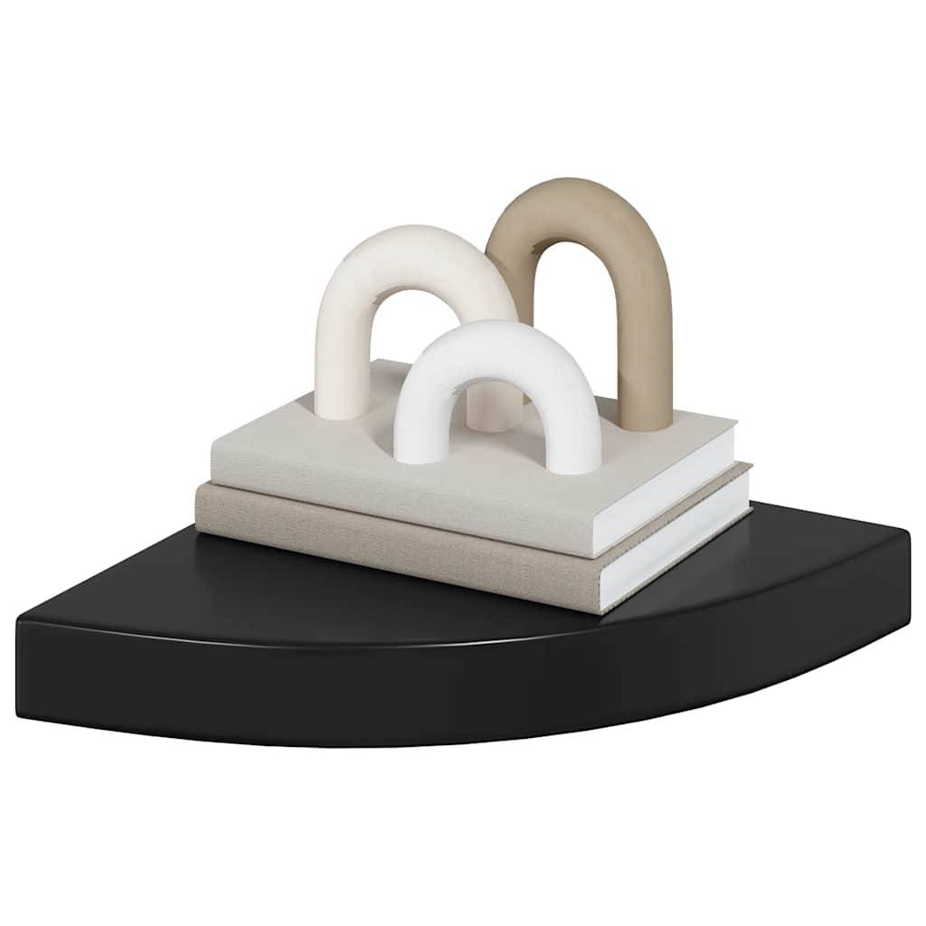 vidaXL Eck-Schweberegal Hochglanz-Schwarz 25x25x3,8 cm MDF-3