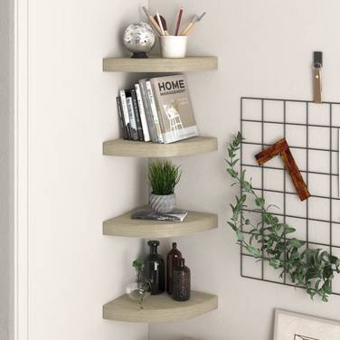Eck-Schweberegale 4 Stk. Eichefarben 25x25x3,8 cm MDF