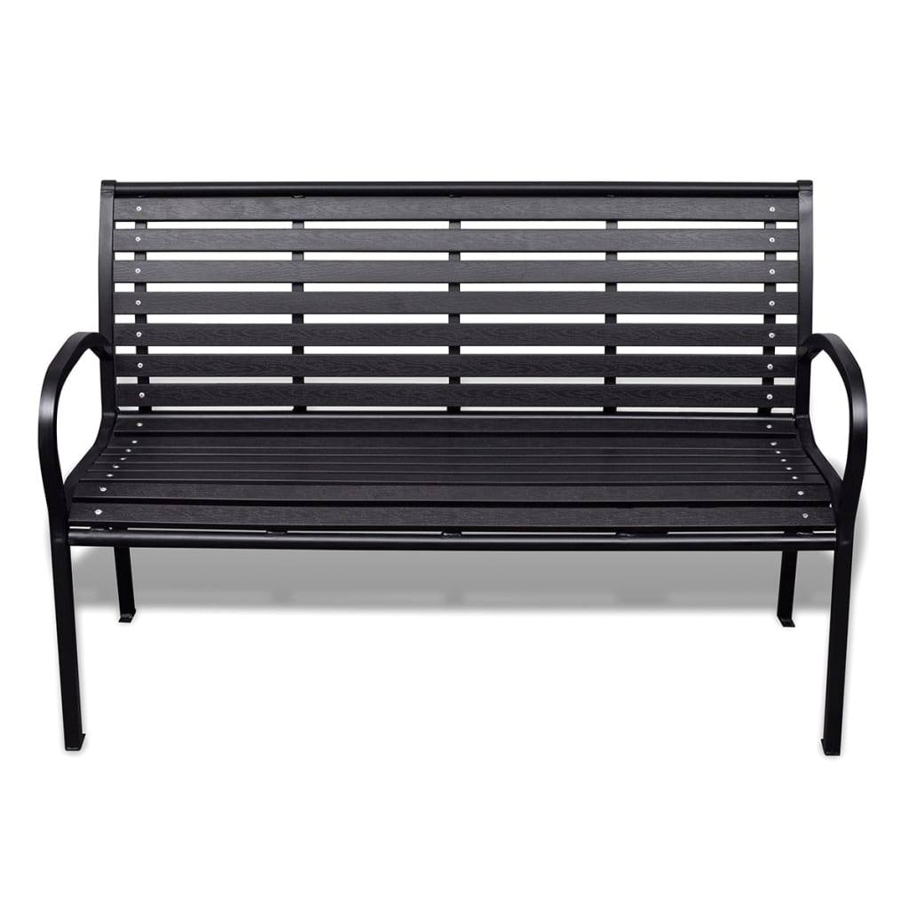 vidaXL Gartenbank 125 cm Stahl und WPC Schwarz-1